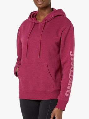 Spalding Long Sleeve French Terry Hoodie With Arm Logo In Red Plum